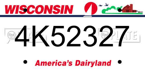 4K52327 Wisconsin License Plate