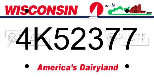 4K52377 Wisconsin License Plate