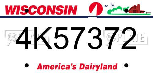 4K57372 Wisconsin License Plate
