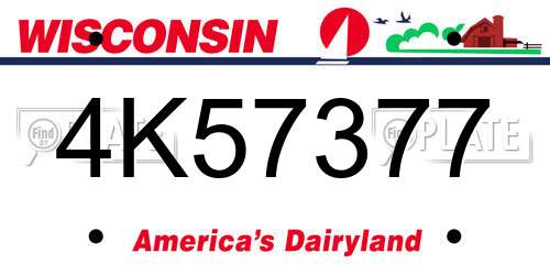 4K57377 Wisconsin License Plate