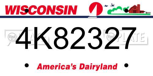 4K82327 Wisconsin License Plate