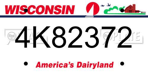 4K82372 Wisconsin License Plate