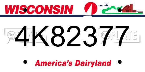 4K82377 Wisconsin License Plate