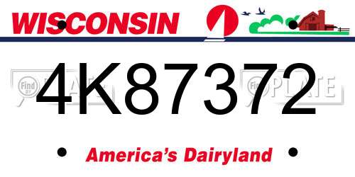4K87372 Wisconsin License Plate