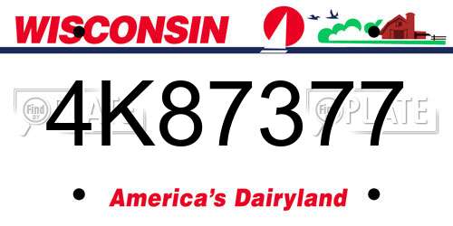 4K87377 Wisconsin License Plate