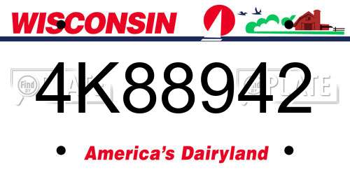 4K88942 Wisconsin License Plate