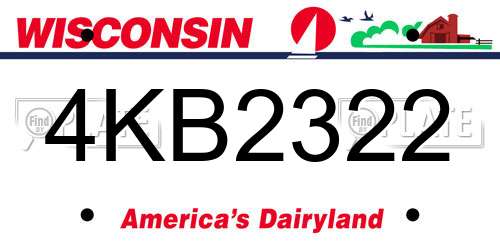 4KB2322 Wisconsin License Plate