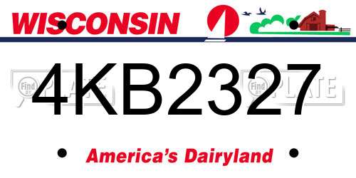 4KB2327 Wisconsin License Plate