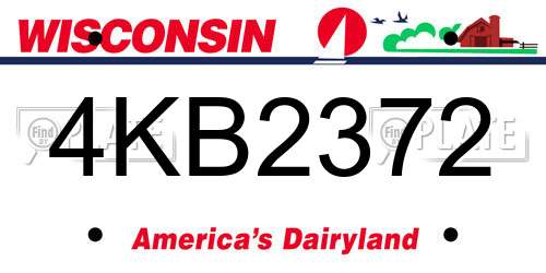 4KB2372 Wisconsin License Plate