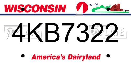 4KB7322 Wisconsin License Plate