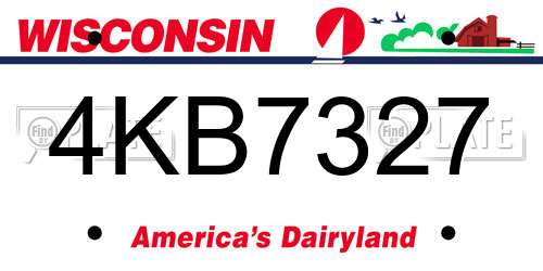 4KB7327 Wisconsin License Plate