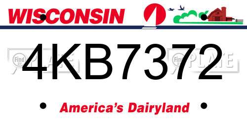4KB7372 Wisconsin License Plate