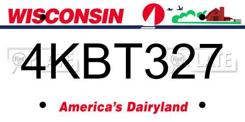 4KBT327 Wisconsin License Plate