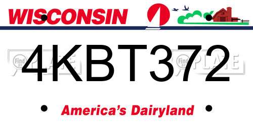 4KBT372 Wisconsin License Plate