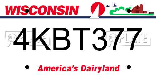 4KBT377 Wisconsin License Plate