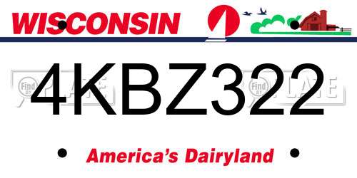 4KBZ322 Wisconsin License Plate