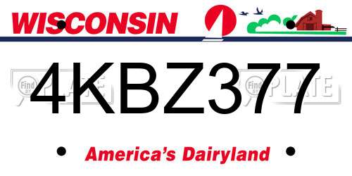 4KBZ377 Wisconsin License Plate