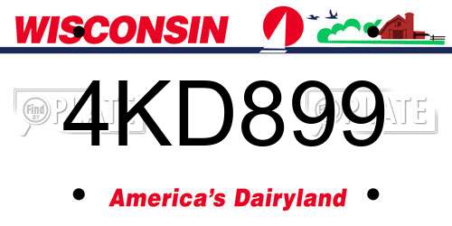 4KD899 Wisconsin License Plate