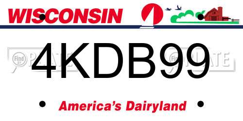 4KDB99 Wisconsin License Plate