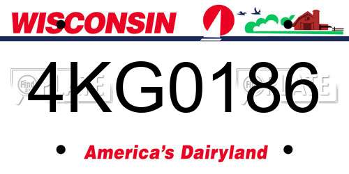 4KG0186 Wisconsin License Plate