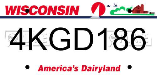 4KGD186 Wisconsin License Plate