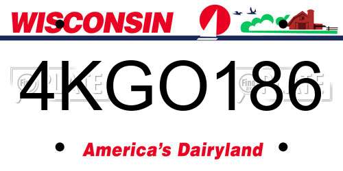 4KGO186 Wisconsin License Plate