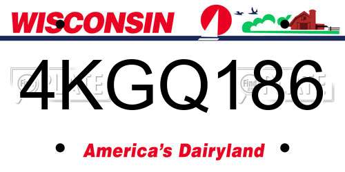 4KGQ186 Wisconsin License Plate