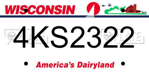 4KS2322 Wisconsin License Plate