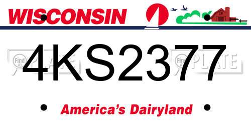 4KS2377 Wisconsin License Plate