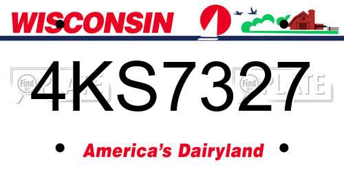 4KS7327 Wisconsin License Plate