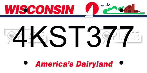 4KST377 Wisconsin License Plate