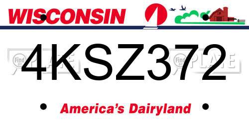 4KSZ372 Wisconsin License Plate