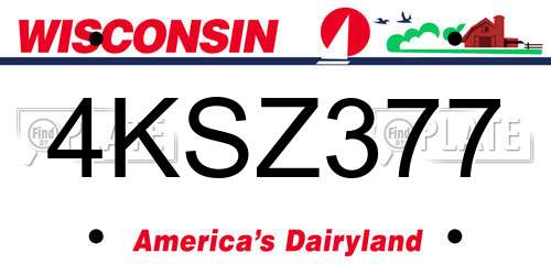 4KSZ377 Wisconsin License Plate