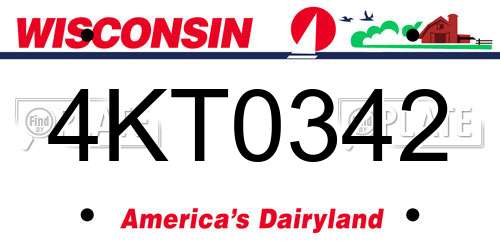 4KT0342 Wisconsin License Plate