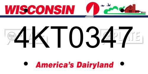 4KT0347 Wisconsin License Plate