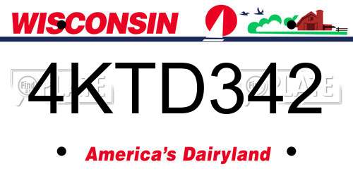 4KTD342 Wisconsin License Plate