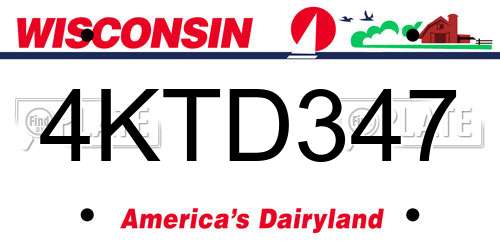 4KTD347 Wisconsin License Plate