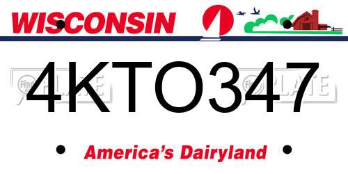 4KTO347 Wisconsin License Plate