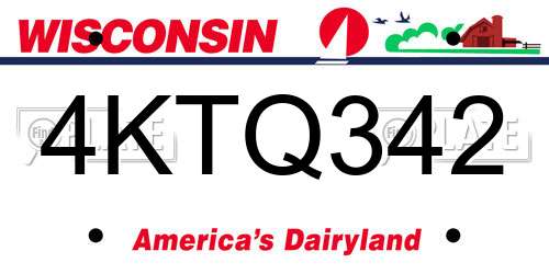 4KTQ342 Wisconsin License Plate
