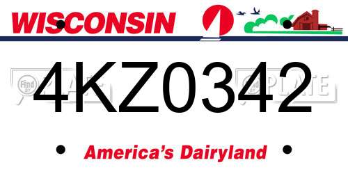 4KZ0342 Wisconsin License Plate