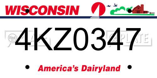 4KZ0347 Wisconsin License Plate