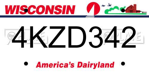 4KZD342 Wisconsin License Plate
