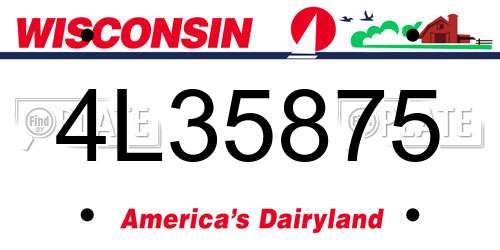 4L35875 Wisconsin License Plate