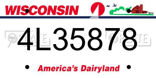 4L35878 Wisconsin License Plate