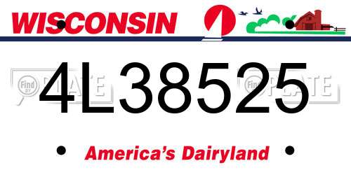 4L38525 Wisconsin License Plate
