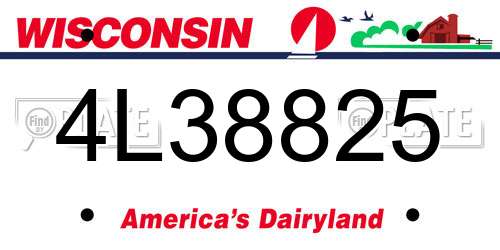 4L38825 Wisconsin License Plate