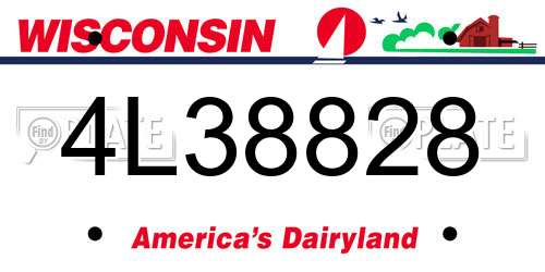 4L38828 Wisconsin License Plate