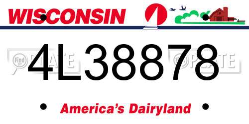 4L38878 Wisconsin License Plate