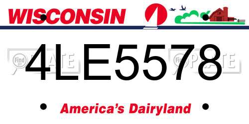 4LE5578 Wisconsin License Plate