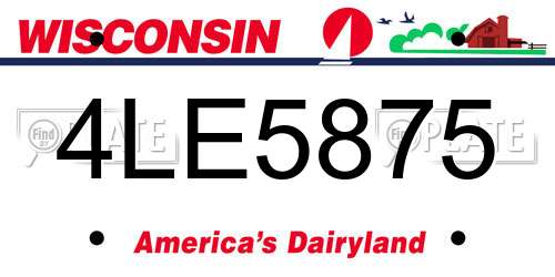 4LE5875 Wisconsin License Plate